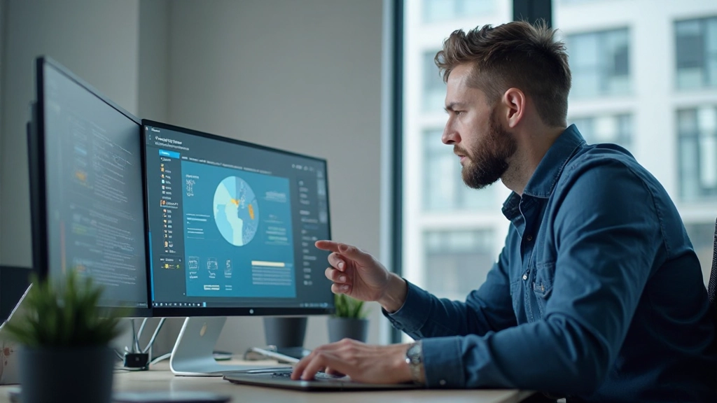 Профессионал работает с цифровыми инструментами для управления знаниями