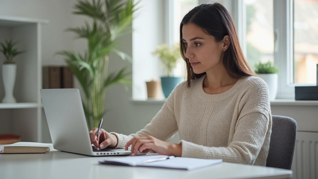 Профессиональное рабочее пространство с ноутбуком и организованными записями для создания базы знаний