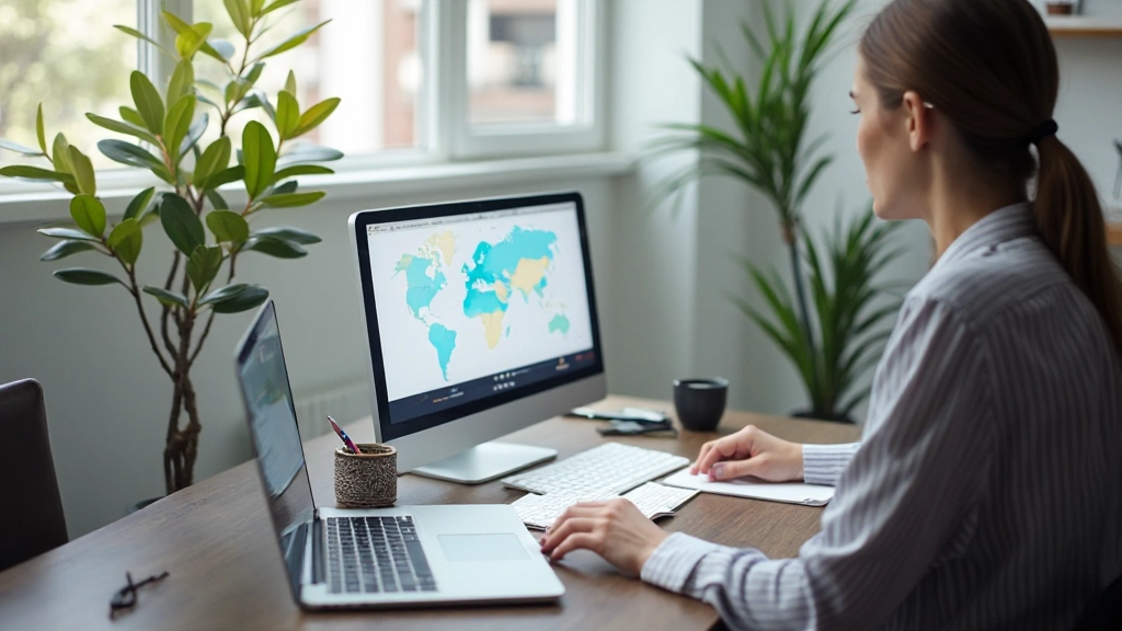 Профессиональное фото рабочего пространства с организованной базой знаний и инструментами управления информацией